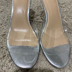 A New Day Silver Heels with Clear Straps